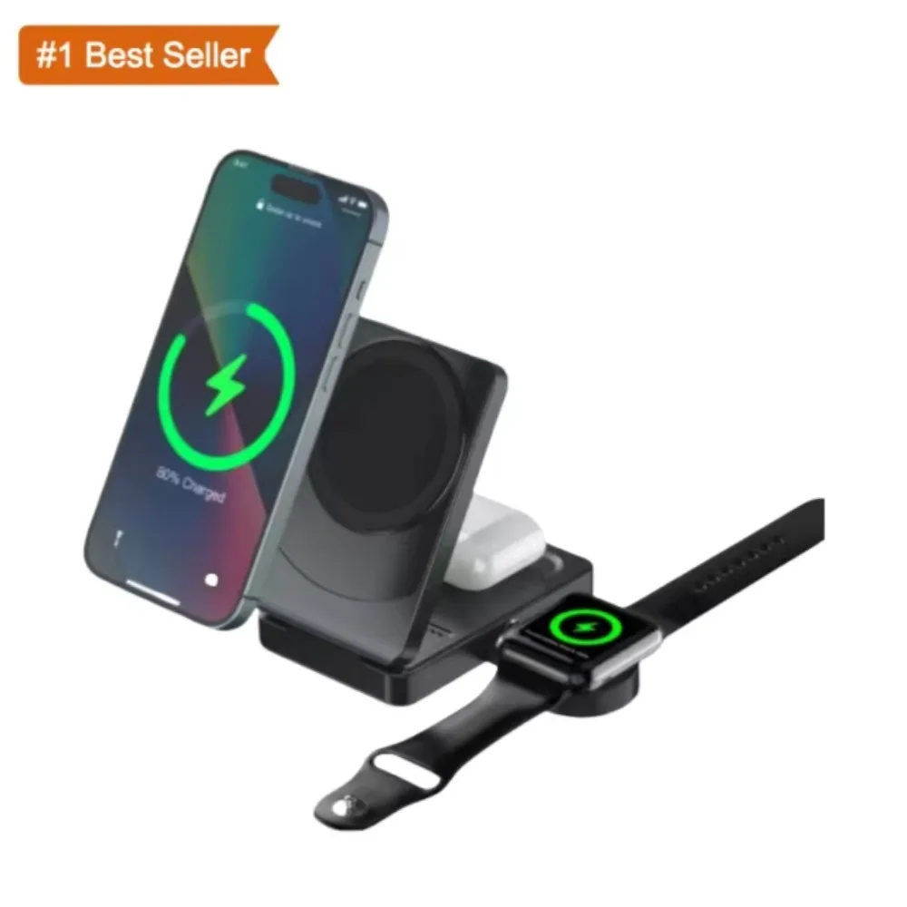 Top Selling Products 2024 3 In 1 Portable Wireless Phone Chargers Magnetic Wireless Charger