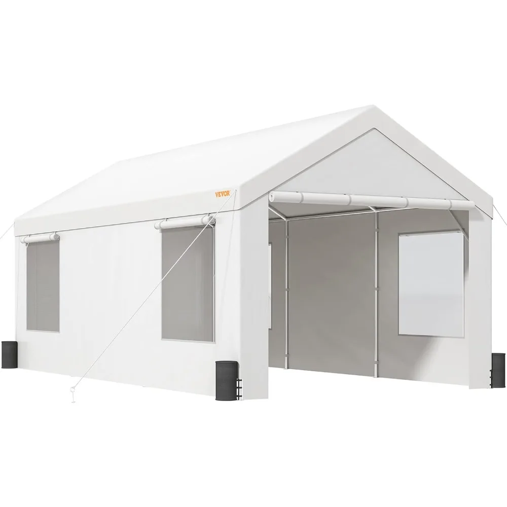 

Heavy Duty Carport, 10x20ft Car Canopy, Portable Garage with Roll-up Ventilated Windows & Removable Sidewalls