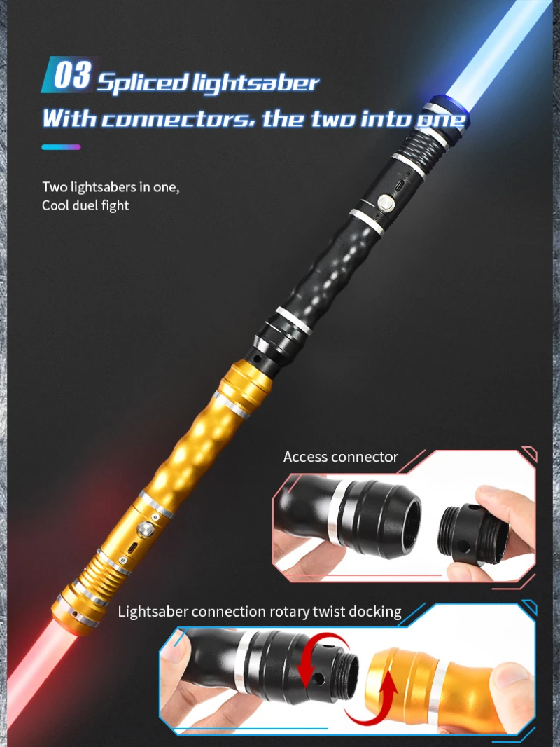 REikirc Lightsaber 15 Colors 17 Pixel Light Effects Light Saber Metal Laser Sword Rechargeable Toys Party Luminous Swords