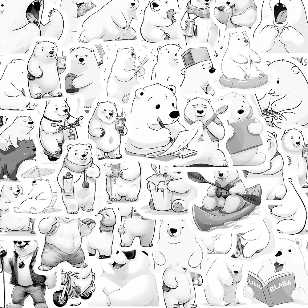 10/30/50PCS Cute Polar Bear Animal Cartoon Stickers Decals Decoration Suitcase Scrapbooking Phone Laptop Stationery Kid Sticker