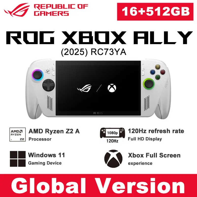 Global Version ROG Xbox Ally (2025) RC73YA Gaming Handheld PC Windows 11 Home AMD Ryzen Z2 A  Processor 7-inch Display