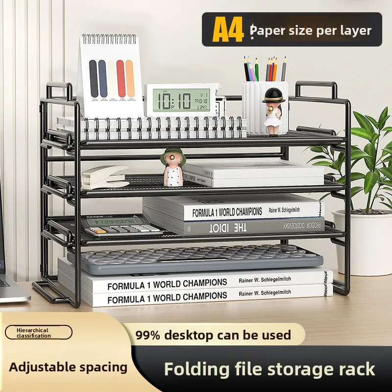 4 Tier Stackable Letter Paper Tray, Desk File Organizer Paper Sorter for Letter/A4 Size Folders Documents, Mesh Made