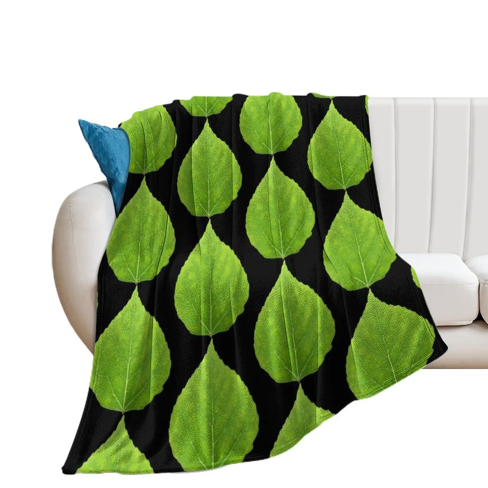 Green Aspen Leaf #11 Throw Blanket for sofa Personalized Gift Blankets