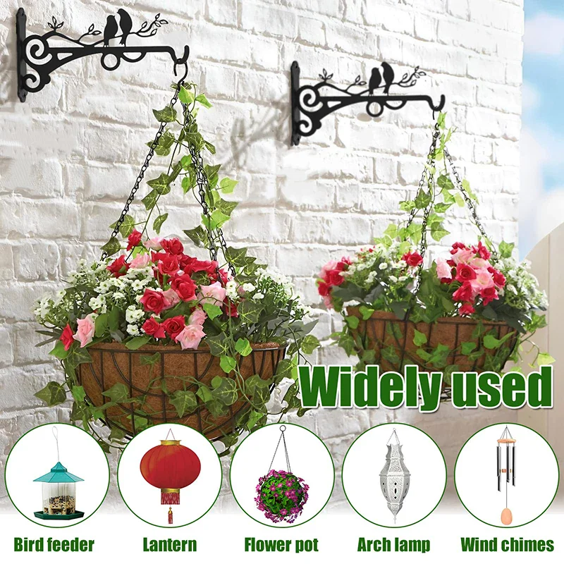 2pcs Hanging Plants Bracket Iron Plant Hanger Hook Sturdy Flower Pot Wall Hook Decorative Lantern Support Hanger