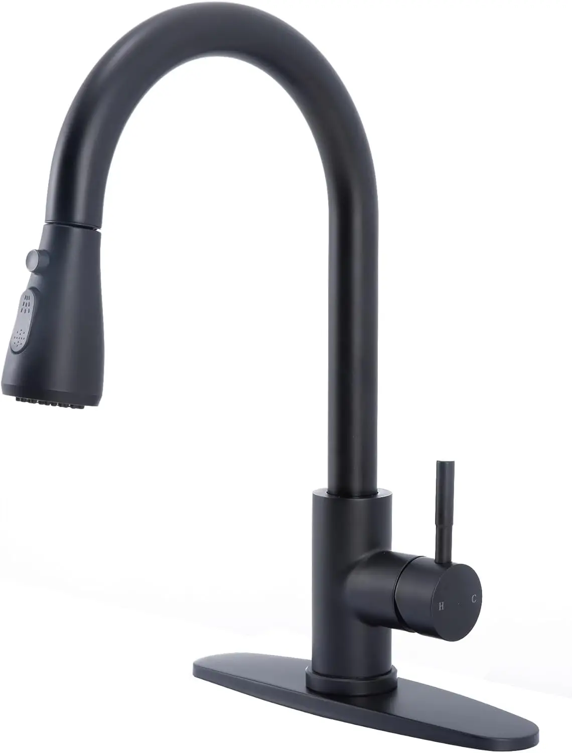 

Matte Black Kitchen Faucet with Pull Down Sprayer, Modern Stainless Steel Single Handle Pull Down RV Farmhouse Bar Laundry Kitch