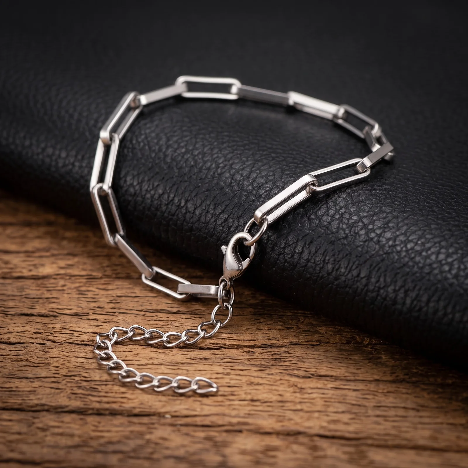 Paperclip Chain Stainless Steel Bracelet Lobster Clasp Adjustable Extender Chain Minimalist Geometric Bracelets Unisex Jewelery