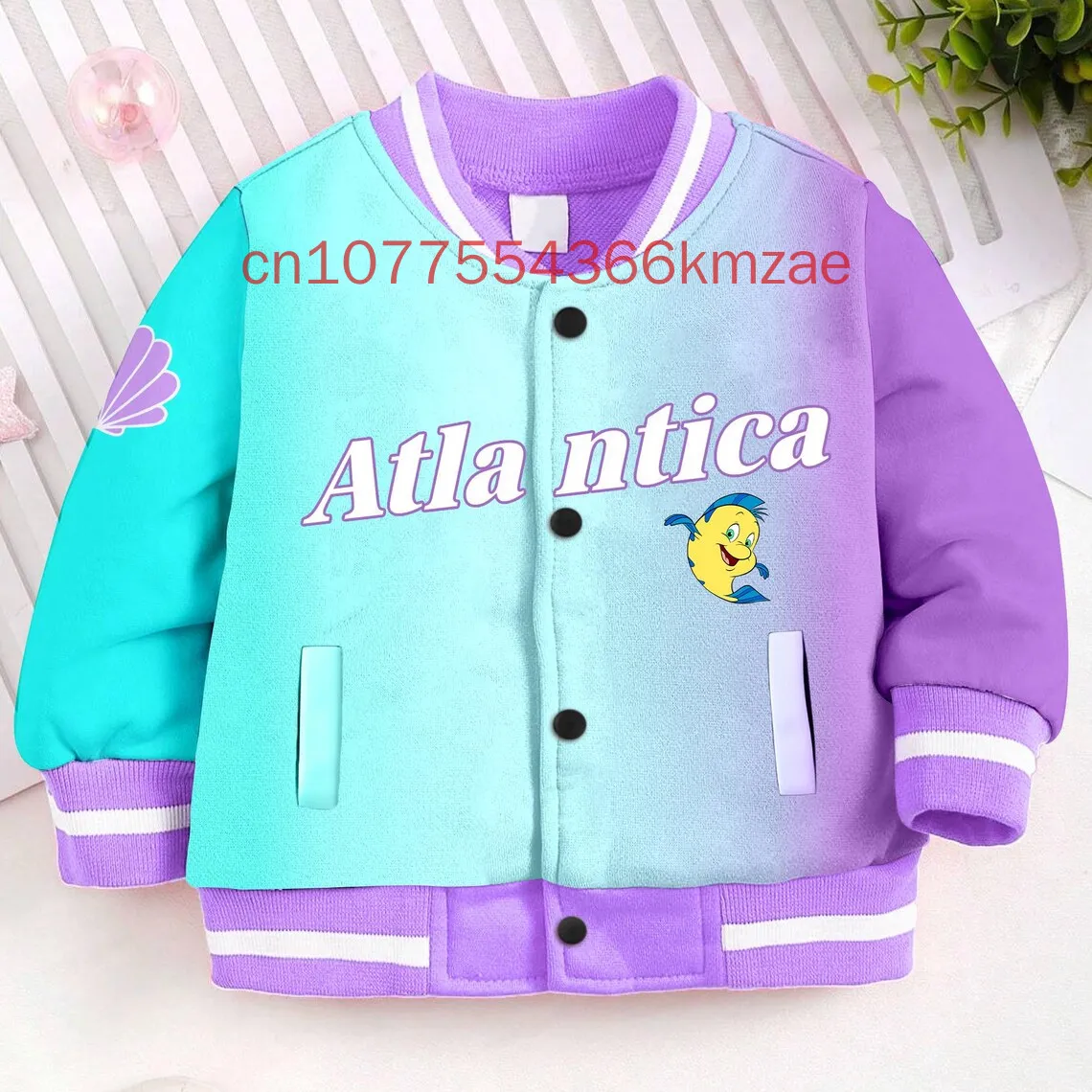 Ariel Little Mermaid Princess Kids and Youth Baseball Jacket 3D Print Spring and Autumn Cartoon Streetwear Harajuku Jacket Coat