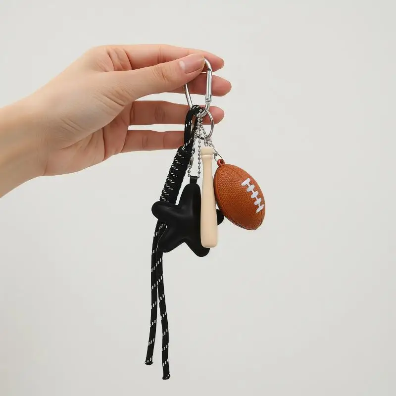 Niedlicher Taschenanhänger Schlüsselanhänger mit Mini-Kamera, 8-Ball-Anhänger, geflochtenem Riemen für Handtaschen, Rucksäcke, Schlüssel, Dekoration – Detail 5