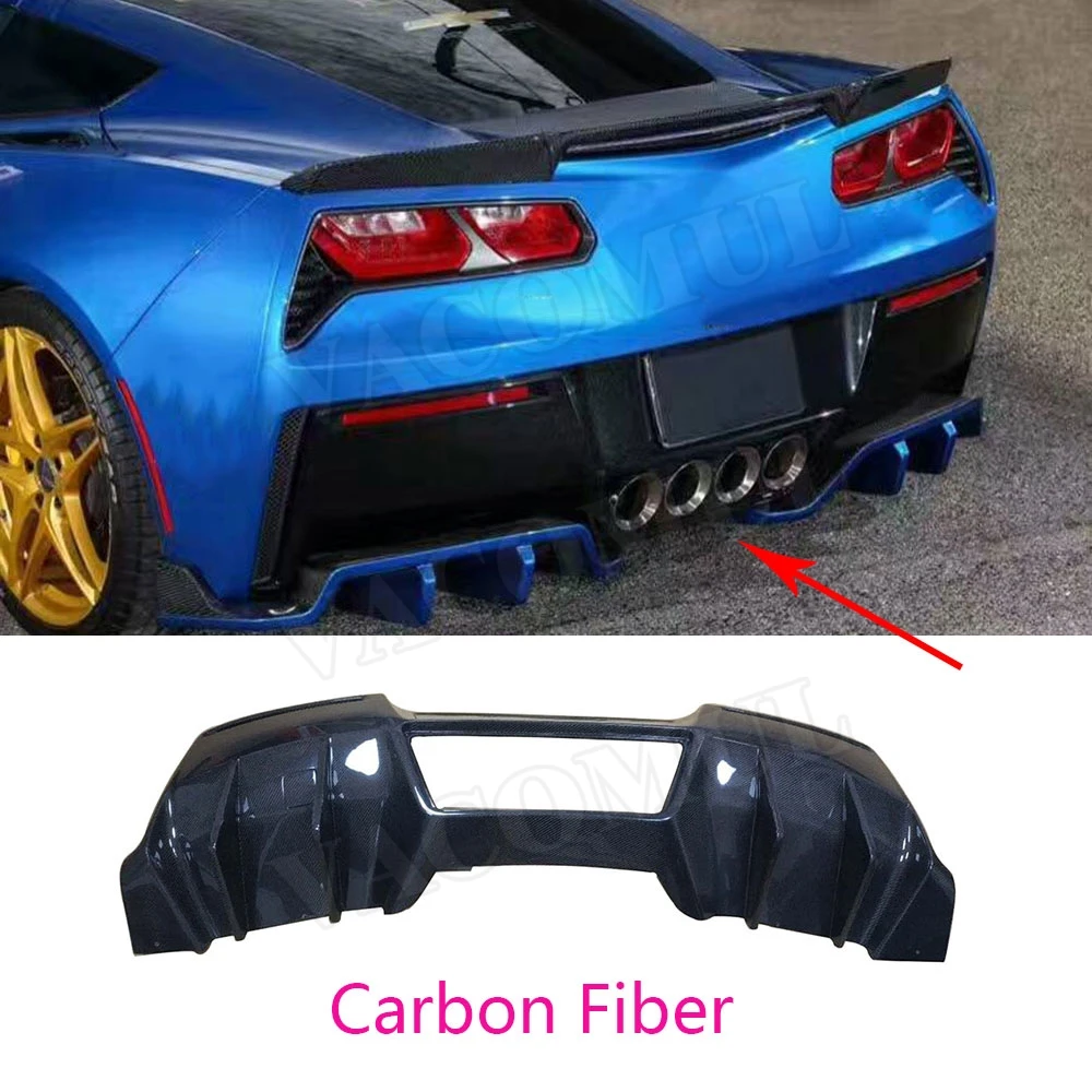 Carbon Fiber Car Racing Rear Bumper Lip Diffuser Spoiler fit for Chevrolet Corvette C7 2012 2013 2014 2015 2016 2017 Car Styling