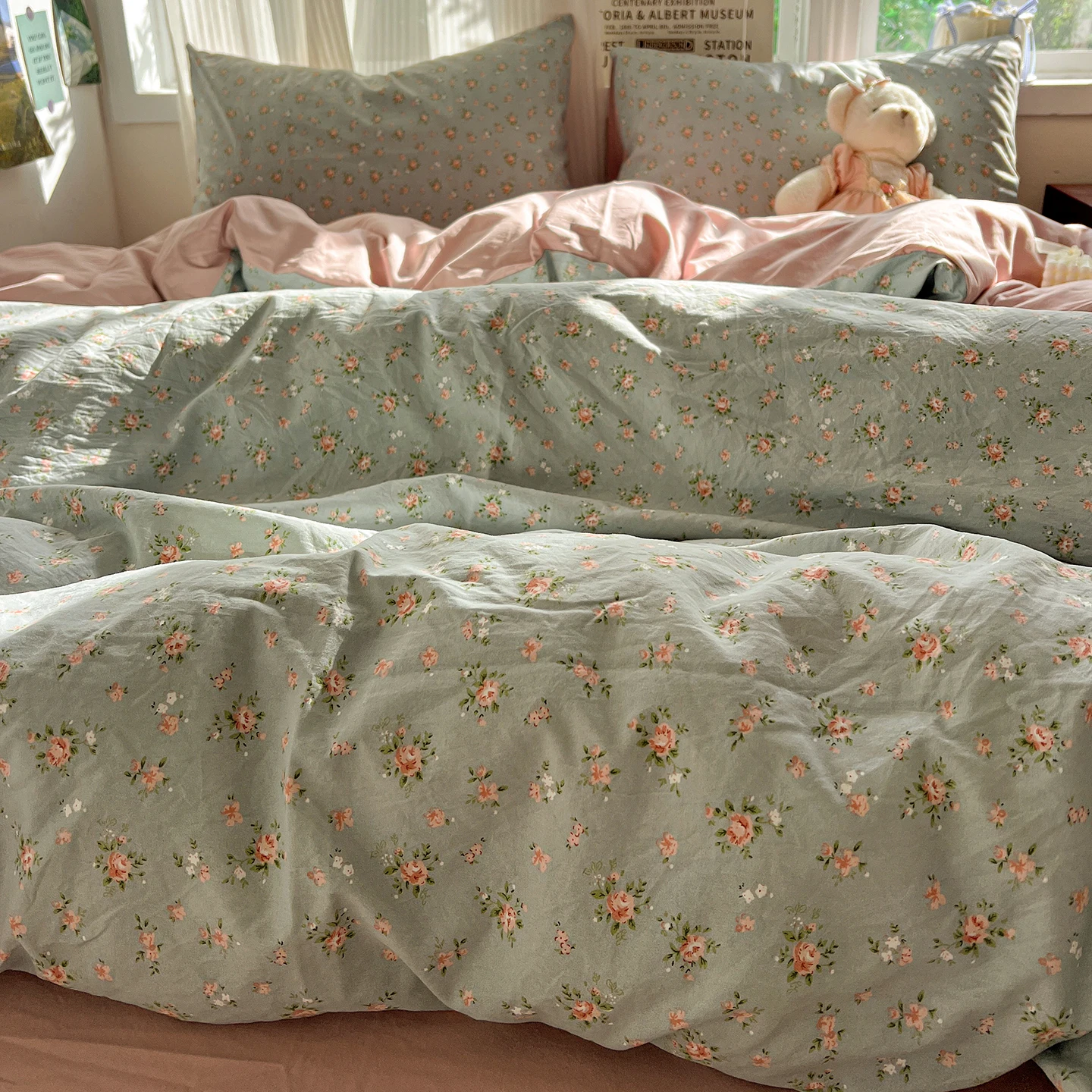 

Princess Bedding Set Floral Style Soft Bed Sheet Set Queen King Size Duvet Cover Set No Filling With Pillowcase Bedroom Decor