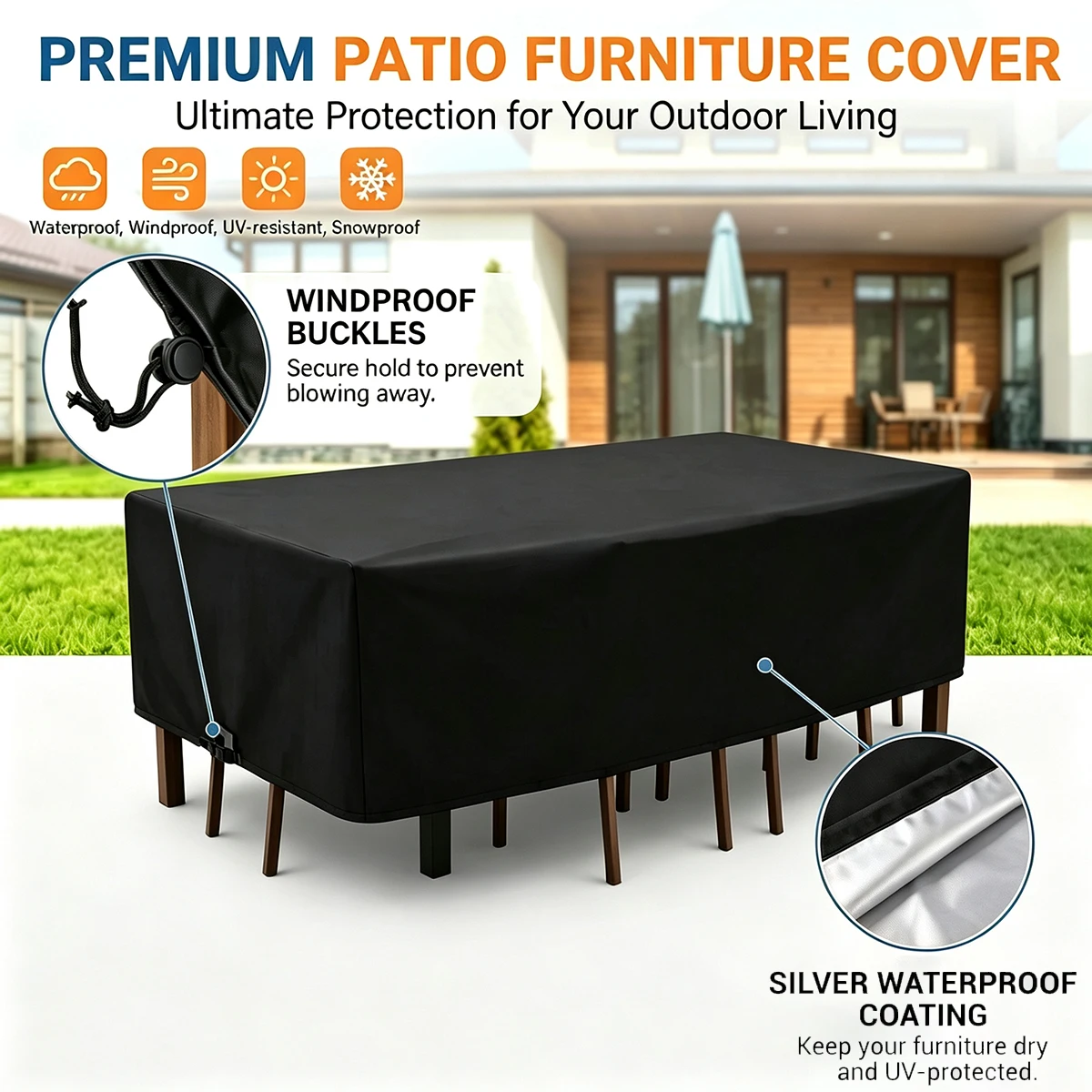 Commonly Used Sizes Waterproof Outdoor Courtyard Garden Furniture CoverRain and Snow Chair Cover Sofa Table and Chair Dust Cover