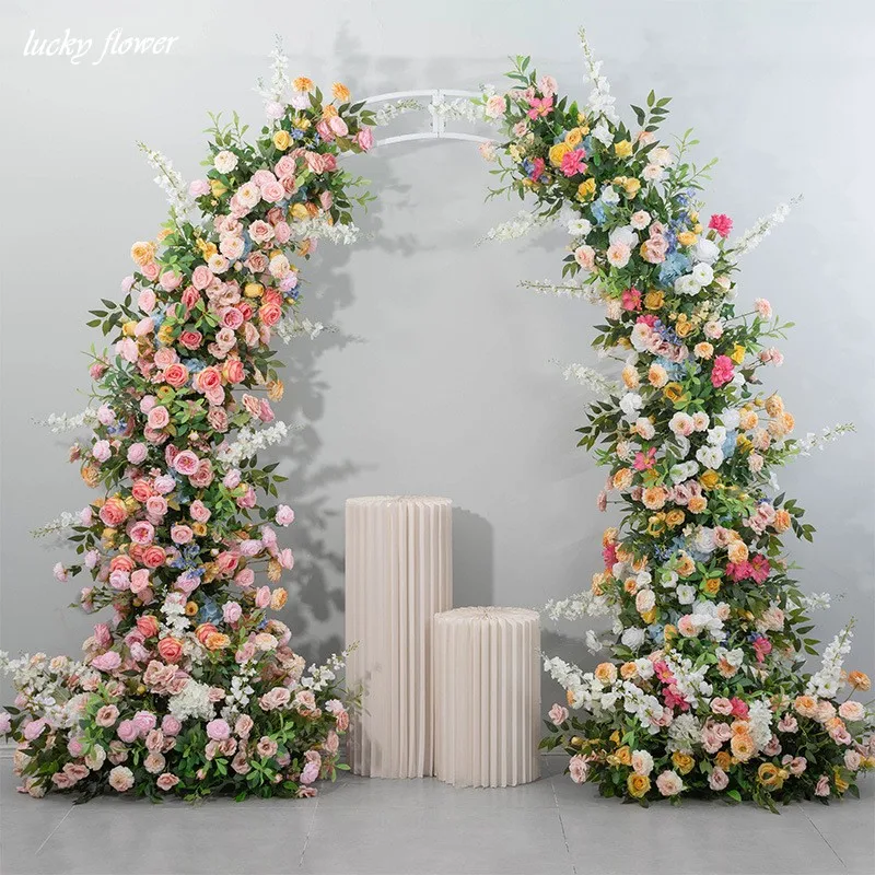 Luxury Horn Shape Flower Row Artificial Flowers Wedding Decoration Floral Backdrop Decor Long Flower Row Arch Decor Party Props