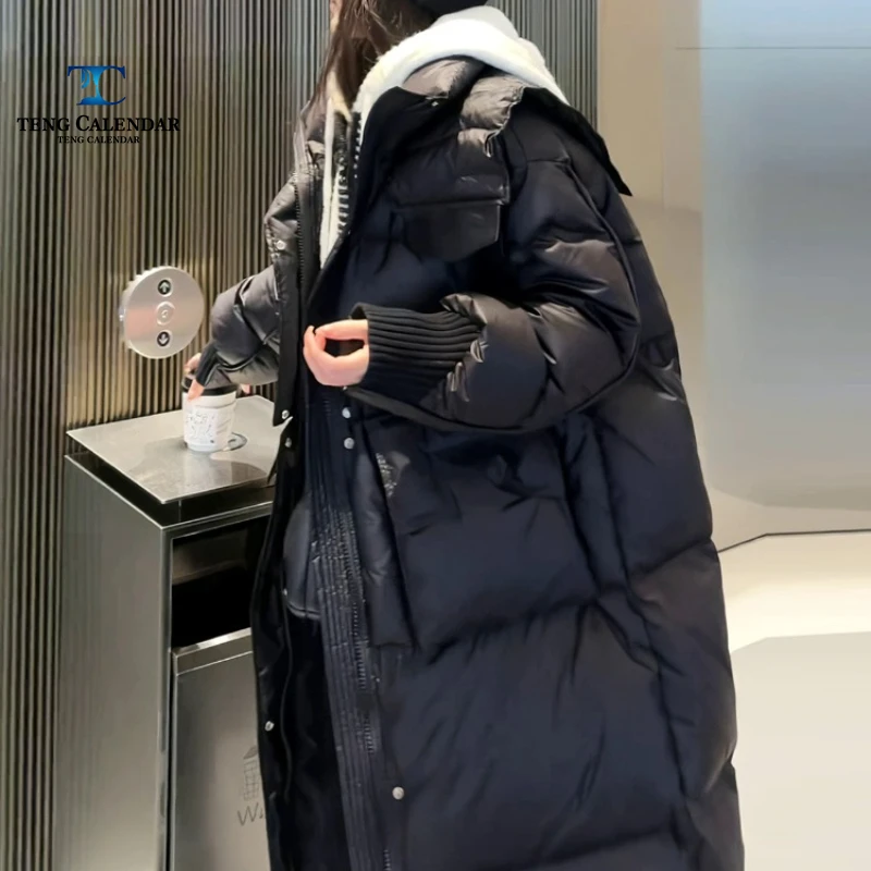 Fashionable Down and Cotton Jacket, Medium To Long Hooded Loose and Thick Slimming Jacket, Women's New Winter 2025 Model