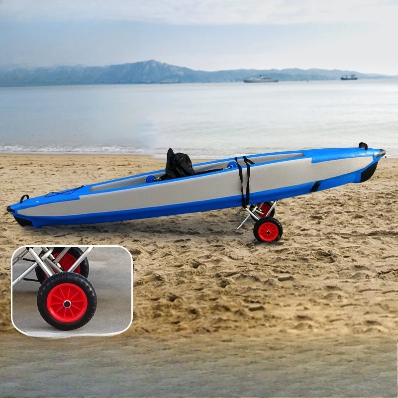 Paddle Board Trailer Aluminum Alloy Folding Fiberglass Hard Plastic Kayak Strap Adjustable Hand Pull Cart