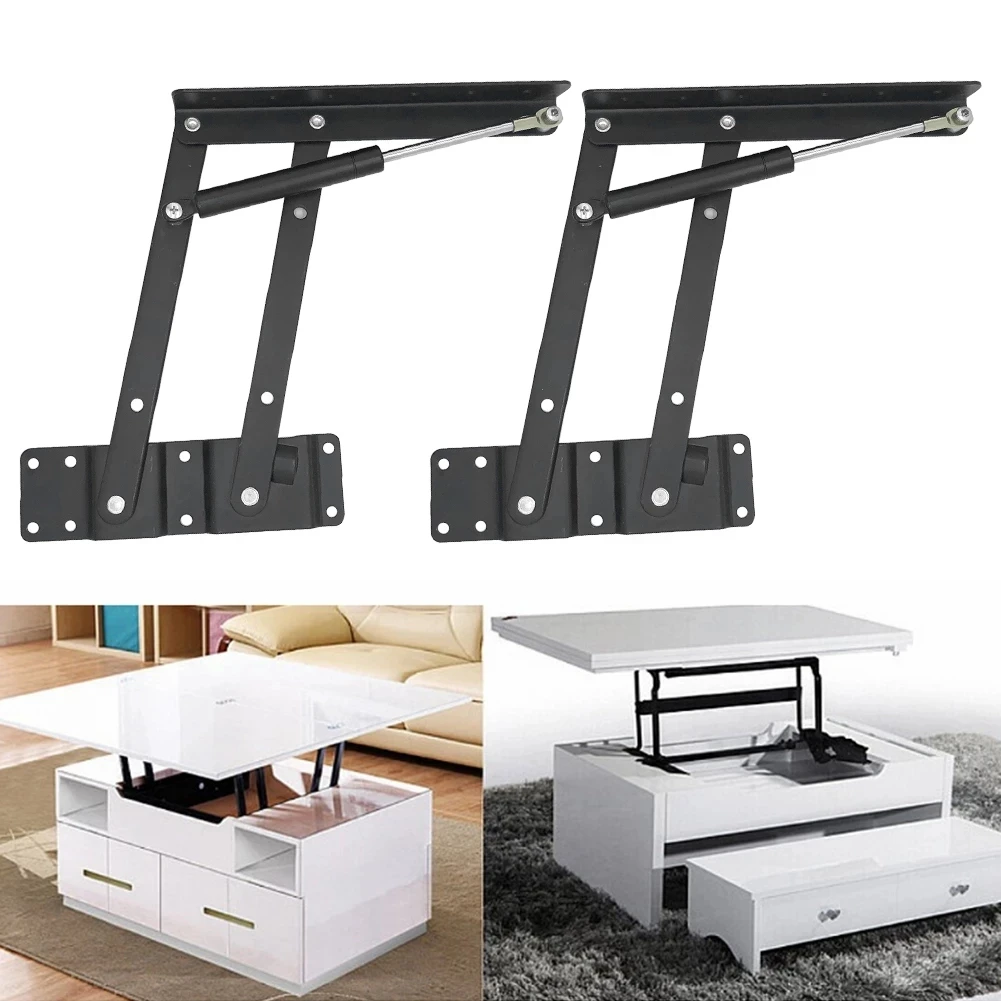 2Pcs Heavy Duty Steel Practical Lift Up Coffee Table Mechanism Hardware Top Lifting Frame Furniture Desk Folding Hydraulic Hinge