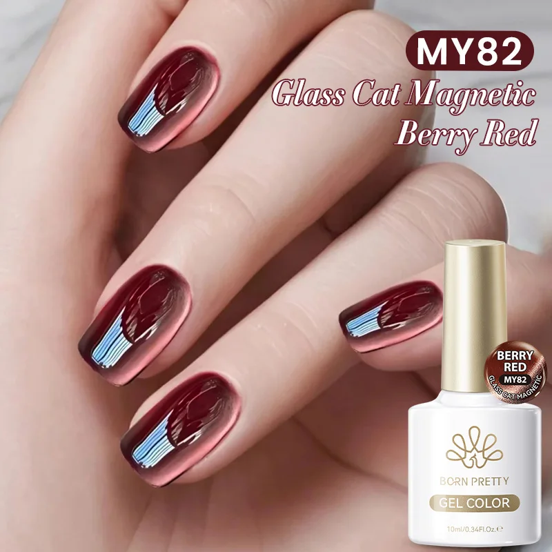 BORN PRETTY 10 ml Braun Lila Schwarz Rot Katze Magnetischer Gelpoliermittel Maniküre Soak Off UV Gel Nail Art Lack Autunm Winternägel