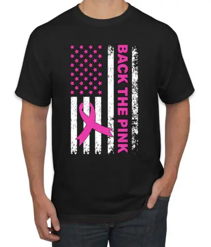 Back the Pink American Flag Awareness Mens TShirt