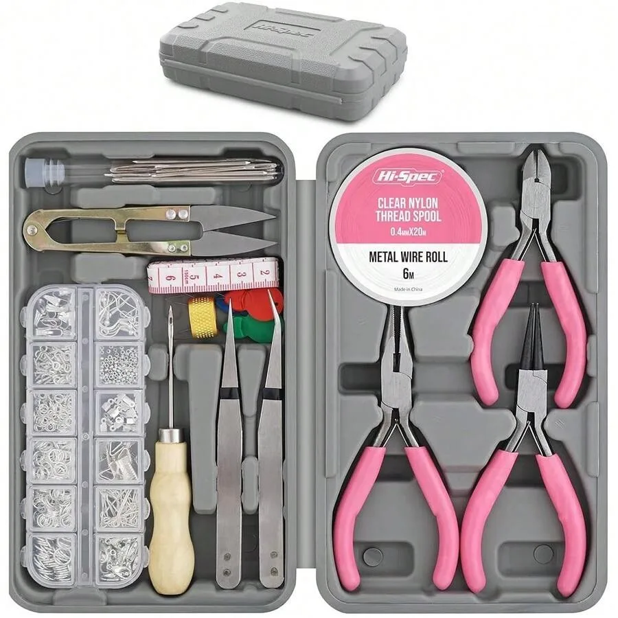 

Jewelry MaFKing Supplies Kit For Adults With Findings Accessories Box Set. Pliers and Wires For Handmade Bracelets, Necklaces,
