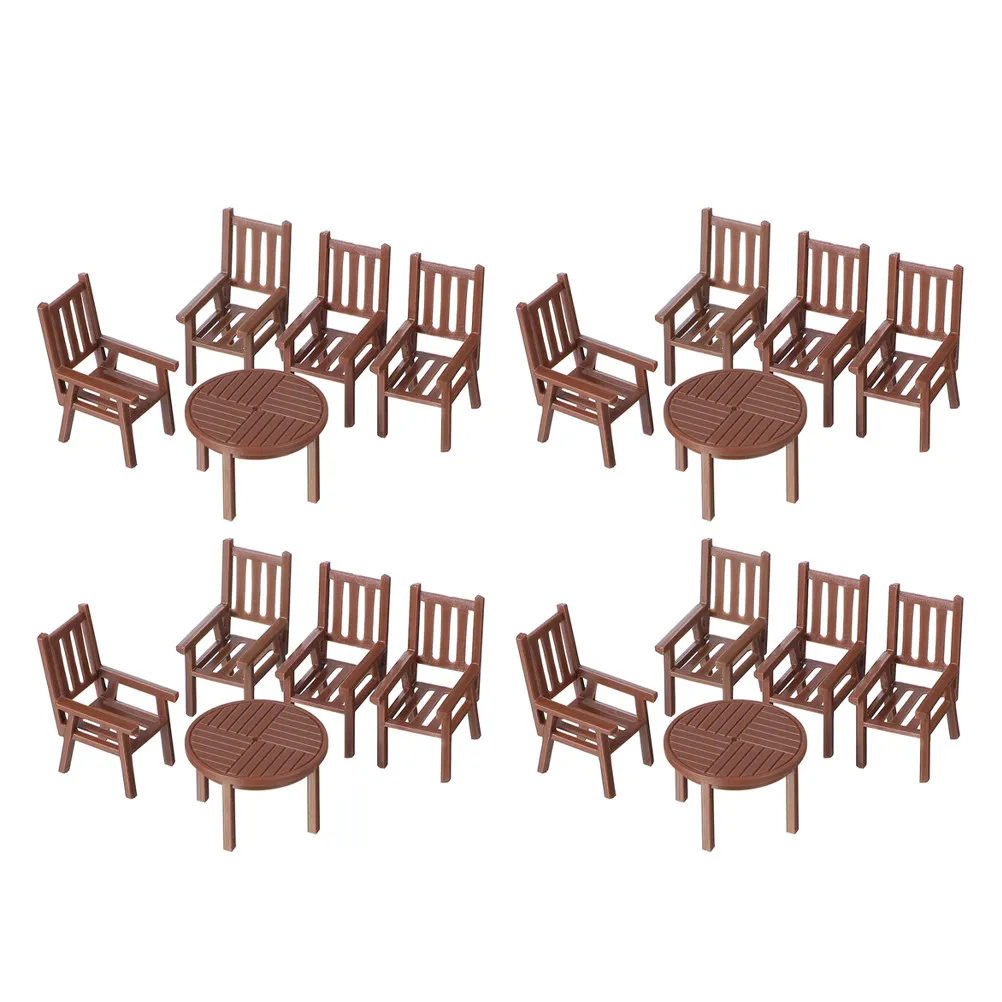 

4Set Miniature Table and Chairs Realistic Design for Dollhouse Decor Miniature Furniture Accessories Room Scene