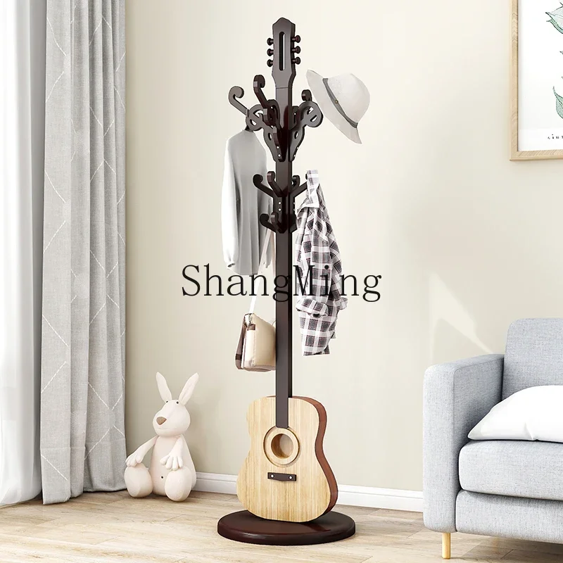 LXY solid wood floor-to-ceiling bedroom creative clothes and hats hanger living room vertical household clothes rack