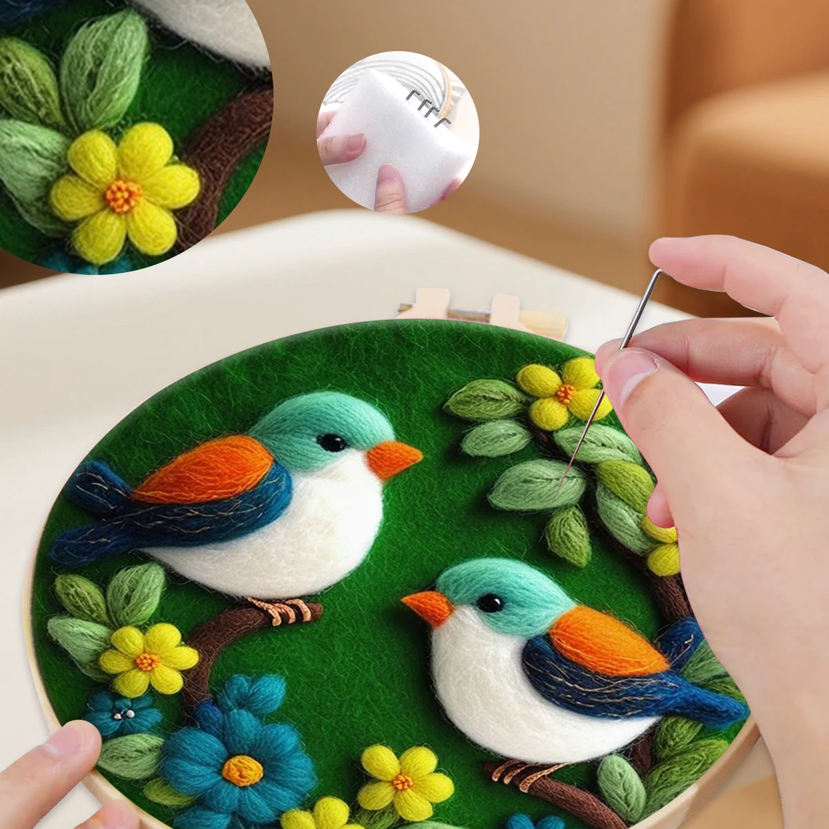 

SDOYUNO Wool Felt Painting bird Diy Craft Supplies Felt Tool Instruction Included Needle Felting Needlework Felt Handicraft Felt
