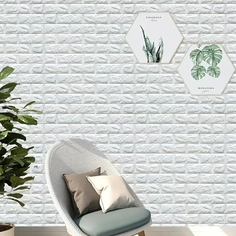 5/10pcs 3D three-dimensional wall sticker anti-collision self-adhesive foam background wall imitation brick pattern wallpaper