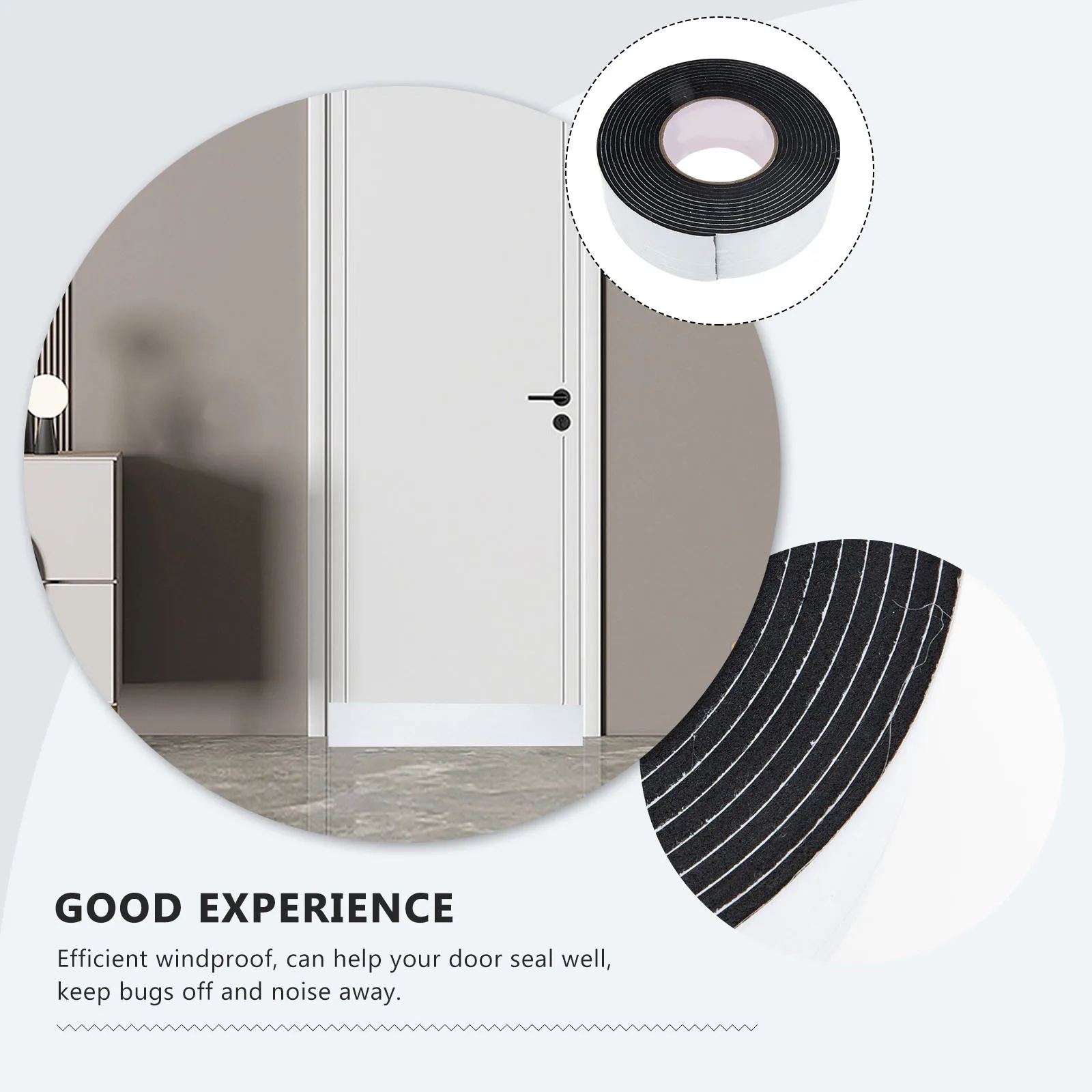 

1 Roll Self-Adhesive Soundproofing Sponge Tape High Density Sealing Strip Noise Reduction Sound Deadening Tape Window Door Seal