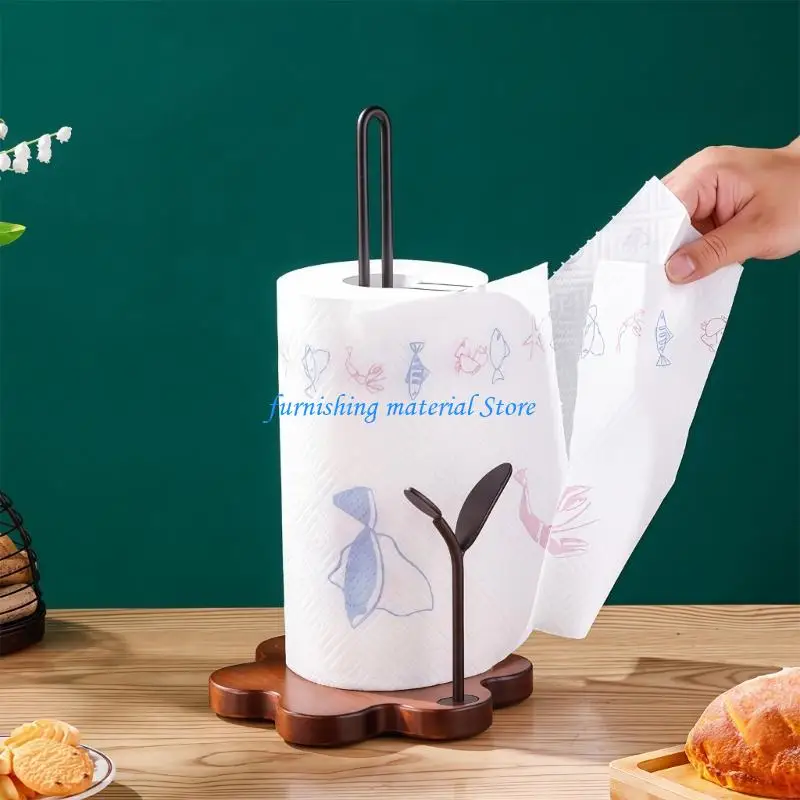 Y5GD Lovely Farmhouses Inspires Tissue Holder with Base & Retro Iron Rod Easy to Carry Perfect for Gift Giving
