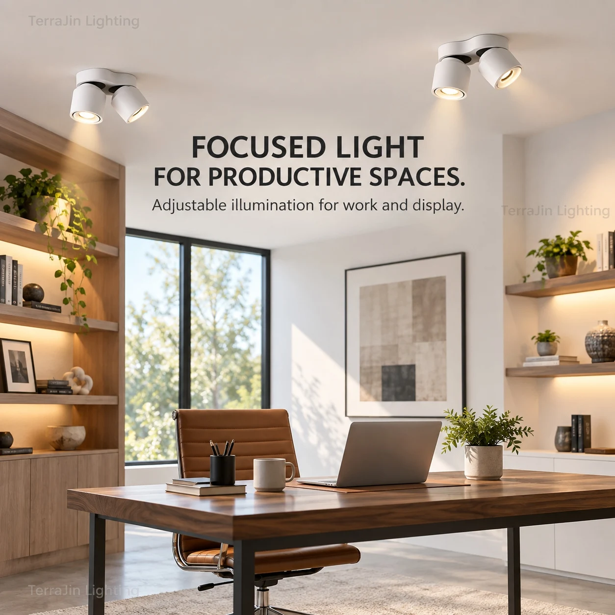 COB Rotatable Multi Head Ceiling Spotlight, Anti Glare CRI98 Aluminum Surface Spot Light for Living Room Shop Gallery