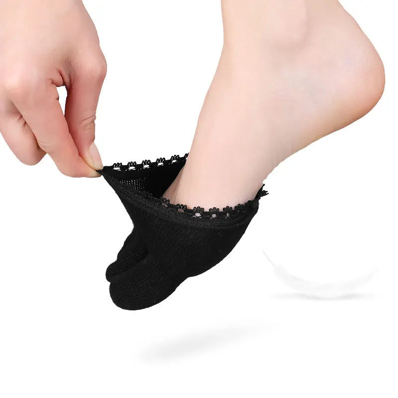 New Five Toes Forefoot Pad Women High Heels Wear-resistant Half Socks Lace Lace Invisible Socks Calluses Corns Foot Pain Care