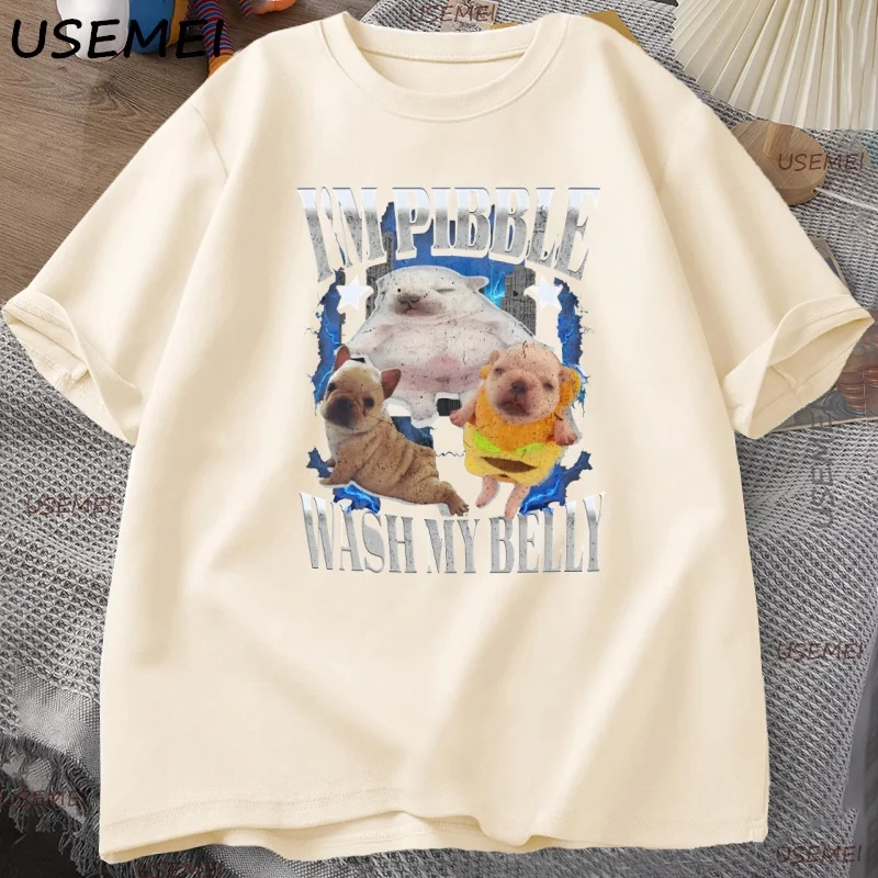

Забавная футболка Pibble для мужчин и женщин, футболка с собакой, мем, детская футболка с французским бульдогом, Brainrot, милая футболка унисекс, плотная хлопковая футболка