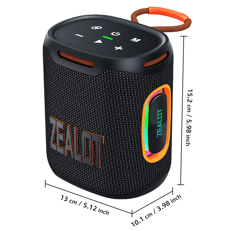 Zealot-S122 Original Tragbarer Bluetooth-Lautsprecher mit Ausgewogenem Subwoofer-Sound, BT5.3 Outdoor-Lautsprecher mit LED-Licht, TF-Slot und USB – Detail 1