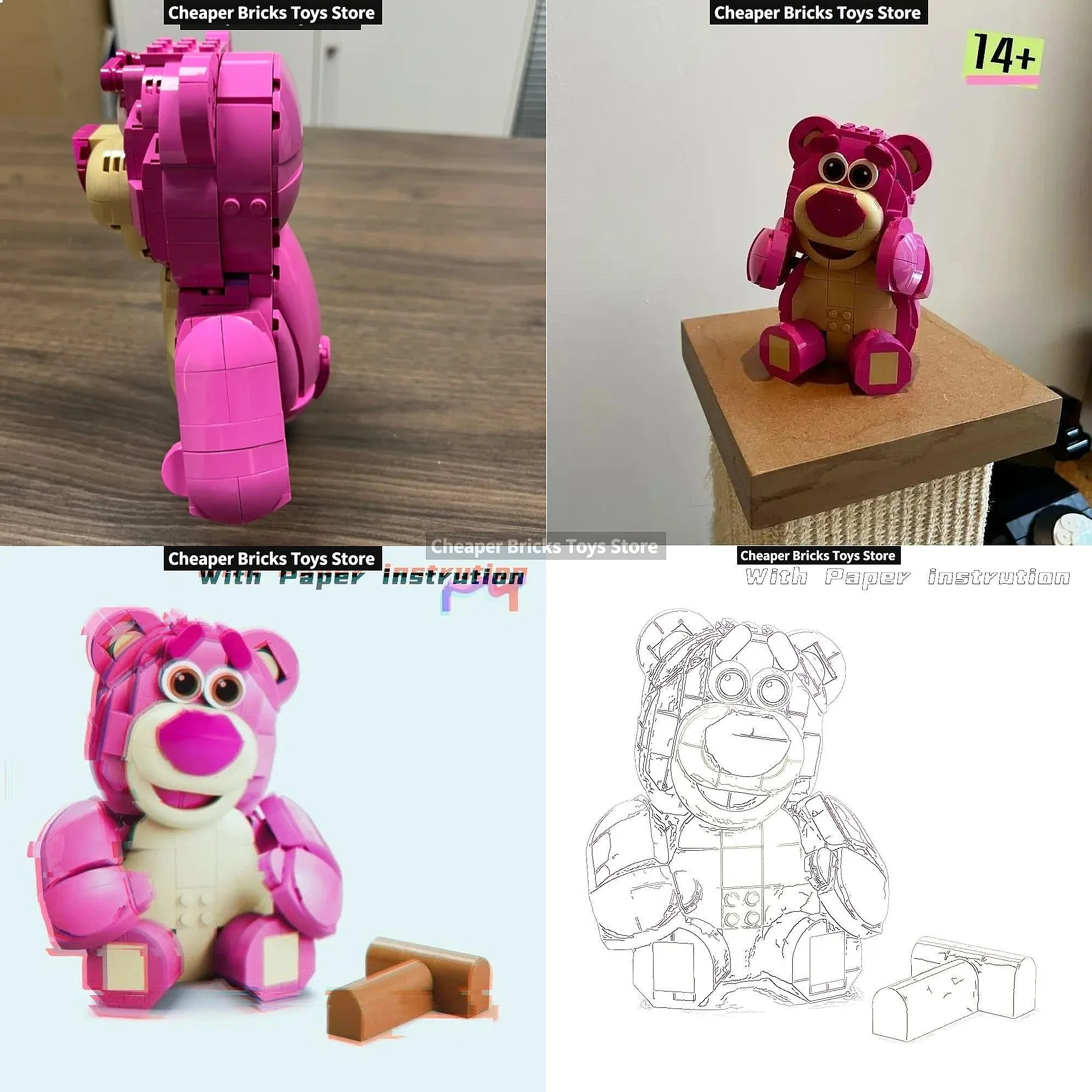 Cheaper 570pcs Classic Movie Cartoo Strawberry  Animal Building Block Toy Model Ornament Gift view 2