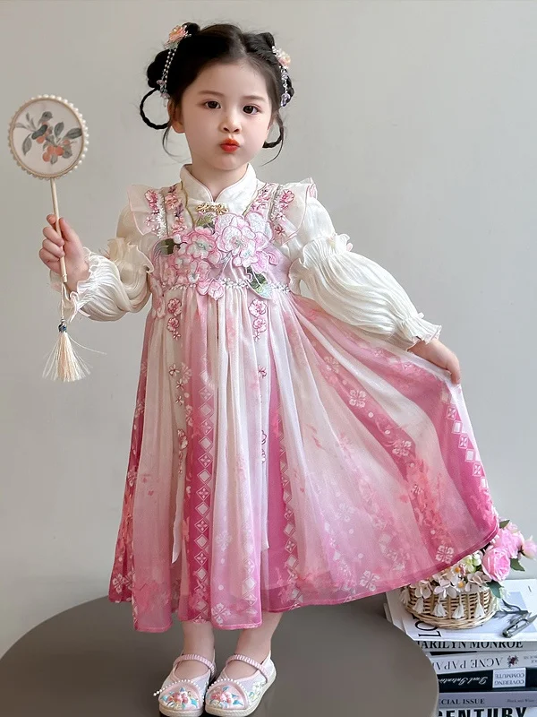 

Long Sve Dr Girl's Long Sve Spring Faion 2025 Новая китайская юбка Sle Prince Super Fairy Princ Dr Trendy