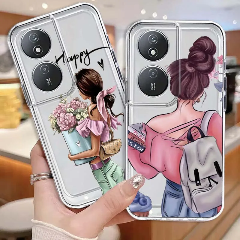 

Anime Women Patterns For Huawei Honor 80 90 100 200 400 X9C X50 9X Magic7 Magic8 Pro Lite Plus Transparent Phone Case