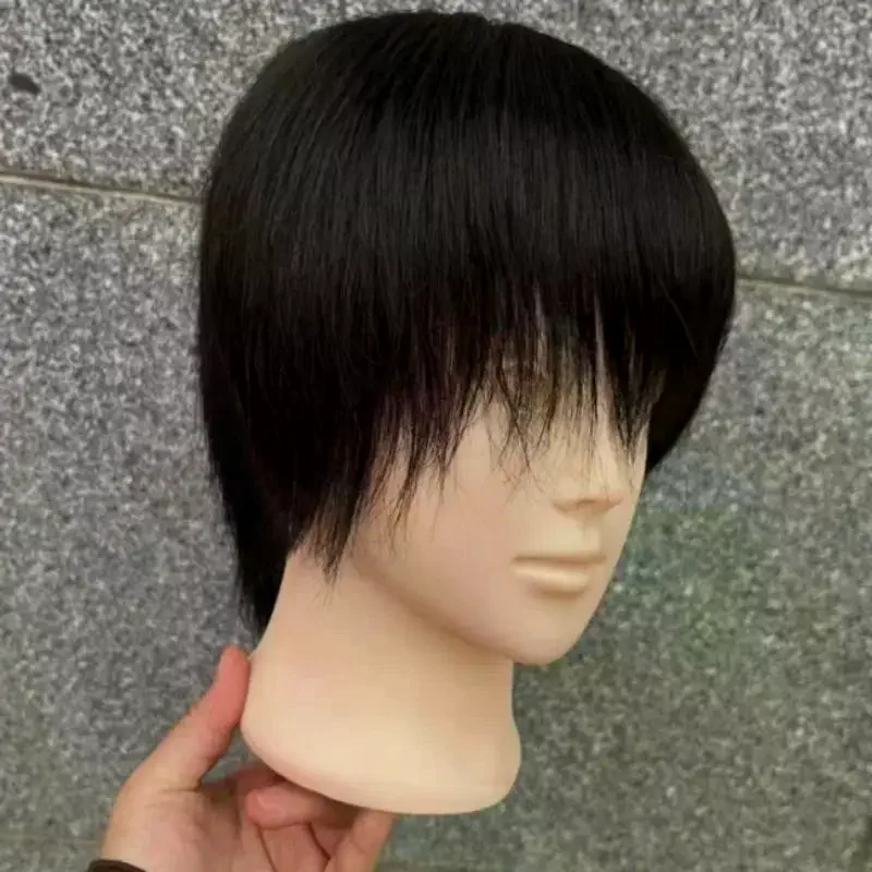/JCS/Human Hair Mannequin Head Short Black Hair Perfect For Barber Training Practice Beauty Styling Tool Real