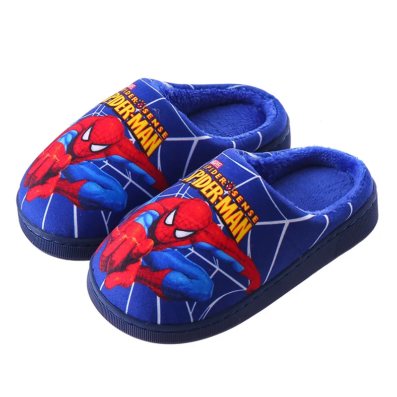 Picture 6: Boys Girls Cartoon Spider Man Kids Cotton Slippers Toddler Winter Warm Princess Women Men Indoor Bedroom Home Shoes