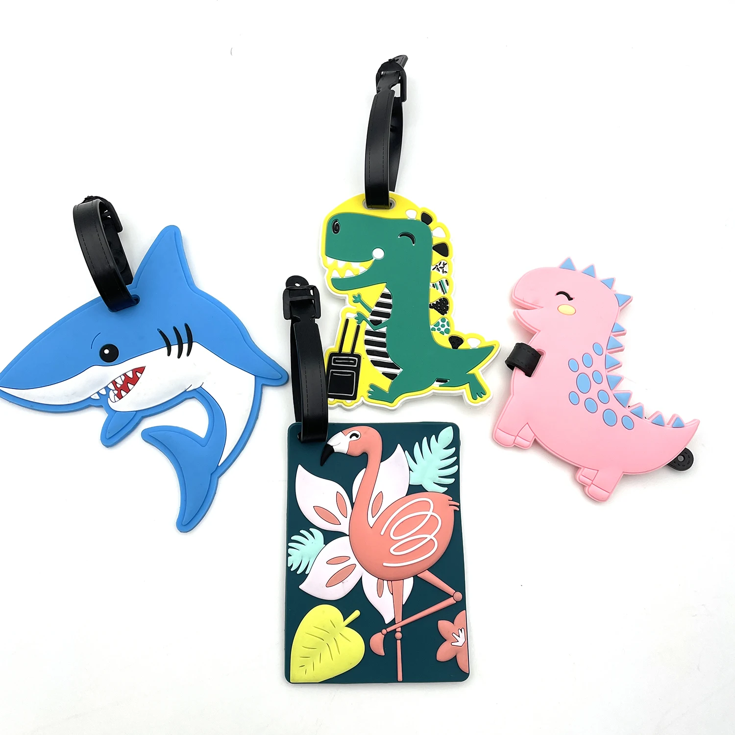 1PC Cute Cartoon Hawaiian Flamingo Silicone Luggage Tag kawaii ID Addres Holder Boarding Luggage Tag Travel Accessorie