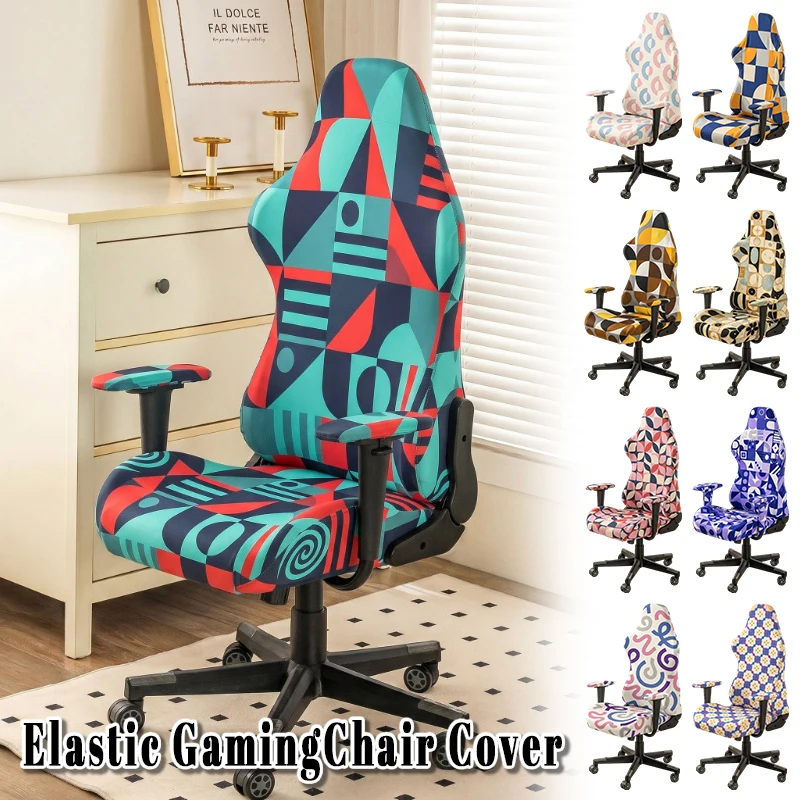 

Geometric Printed Gaming Chair Cover Elastic Full-Coverage Swivel Chair/Office Chair Protective Case Wear-Resistant Dustproof