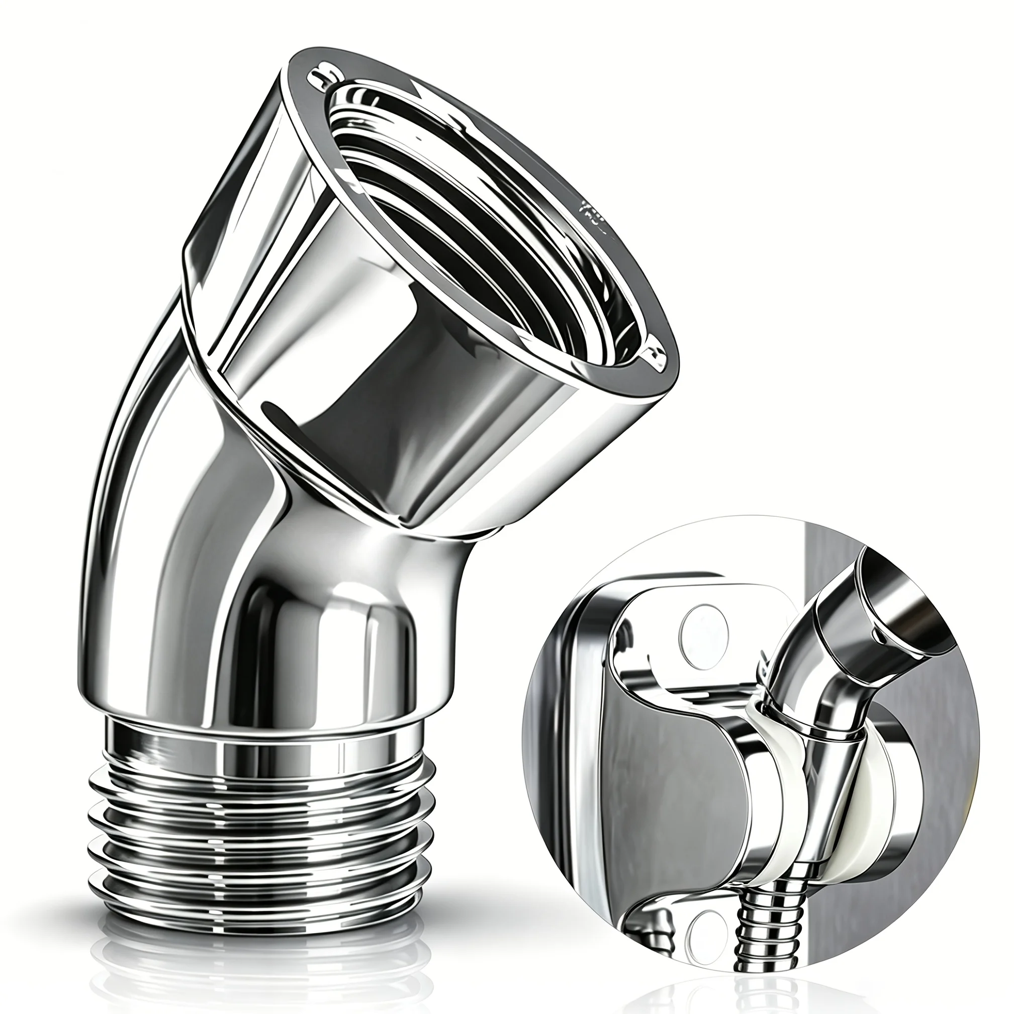 Showerhead Angle Converter, 1/2 Inch Universal Rotating Connector, Easily Fixes Showerhead Position for All Standard Showerheads