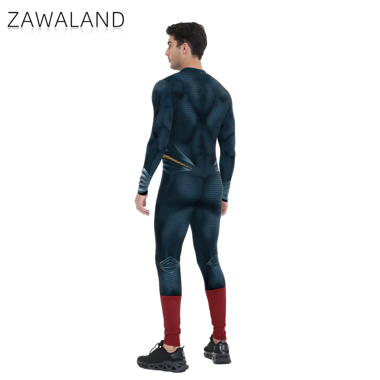 Zawaland Superhero Cosplay Costume Adult Men Catsuit Jumpsuit Fancy 3D Printed Disguise Party Outfits Zentai Bodysuits