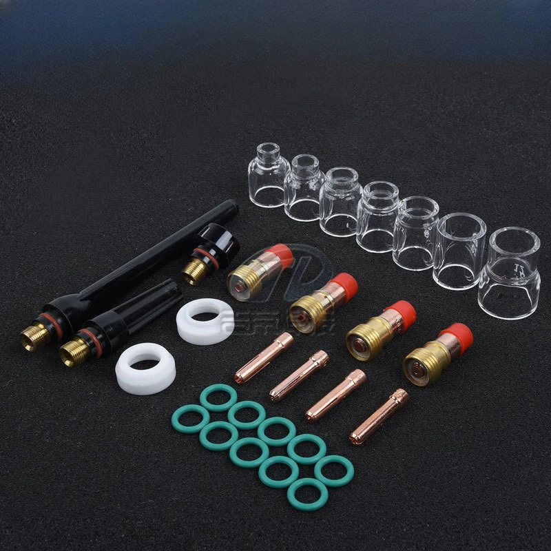 Tungsten Gas Welding Gun Wp17/18/26 Rear Cover Thick Short Gas Mirror Accessories Pyrxe Glass 30Pcs Set