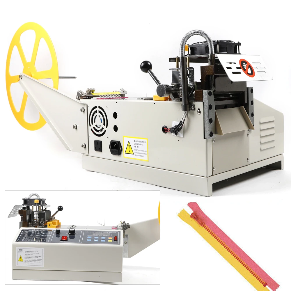 Automatic Ribbon Belt Fabric Cutting Machine Hot & Cold Tape Digital Belt Cutter Textile Ribbon Strip Cutting Machine 280W 110V