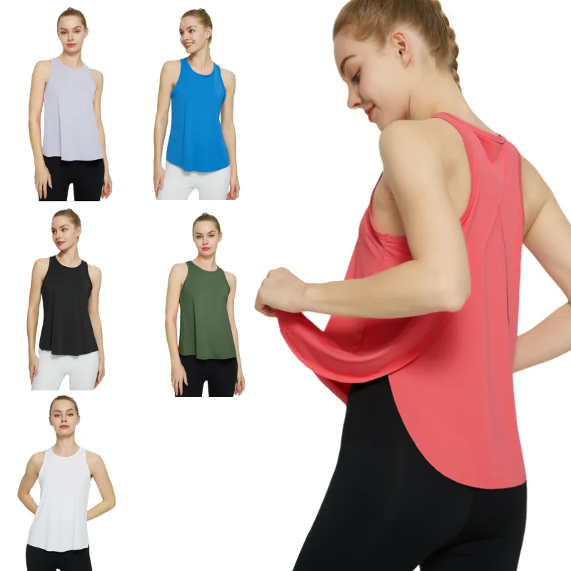 

Summer Gym Sleeveless Traning Breathable Racerback Yoga Tank crop Top Women Workout Fitness Vest Quick Dry Running Sport T Shirt