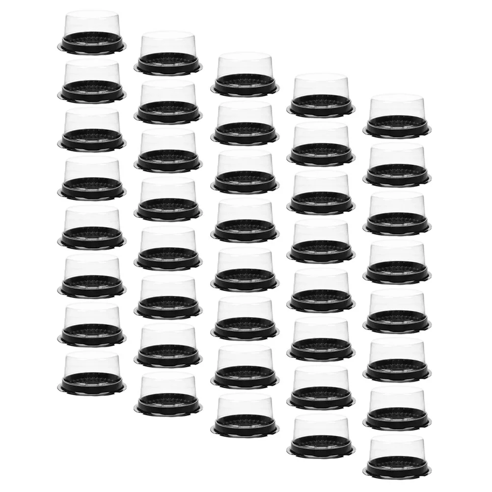 

100 Pcs Single Cake Box Holder with Lid Small Carrier Plastic Cheesecake Treasure Chest