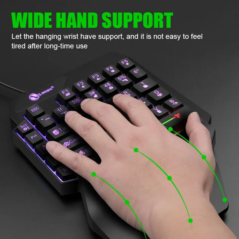 RGB Gaming Keyboard Single Hand Mini USB Ultra-slim Wired 35-Keys OneHandedly Backlight Keyboard for Computer PC Laptop