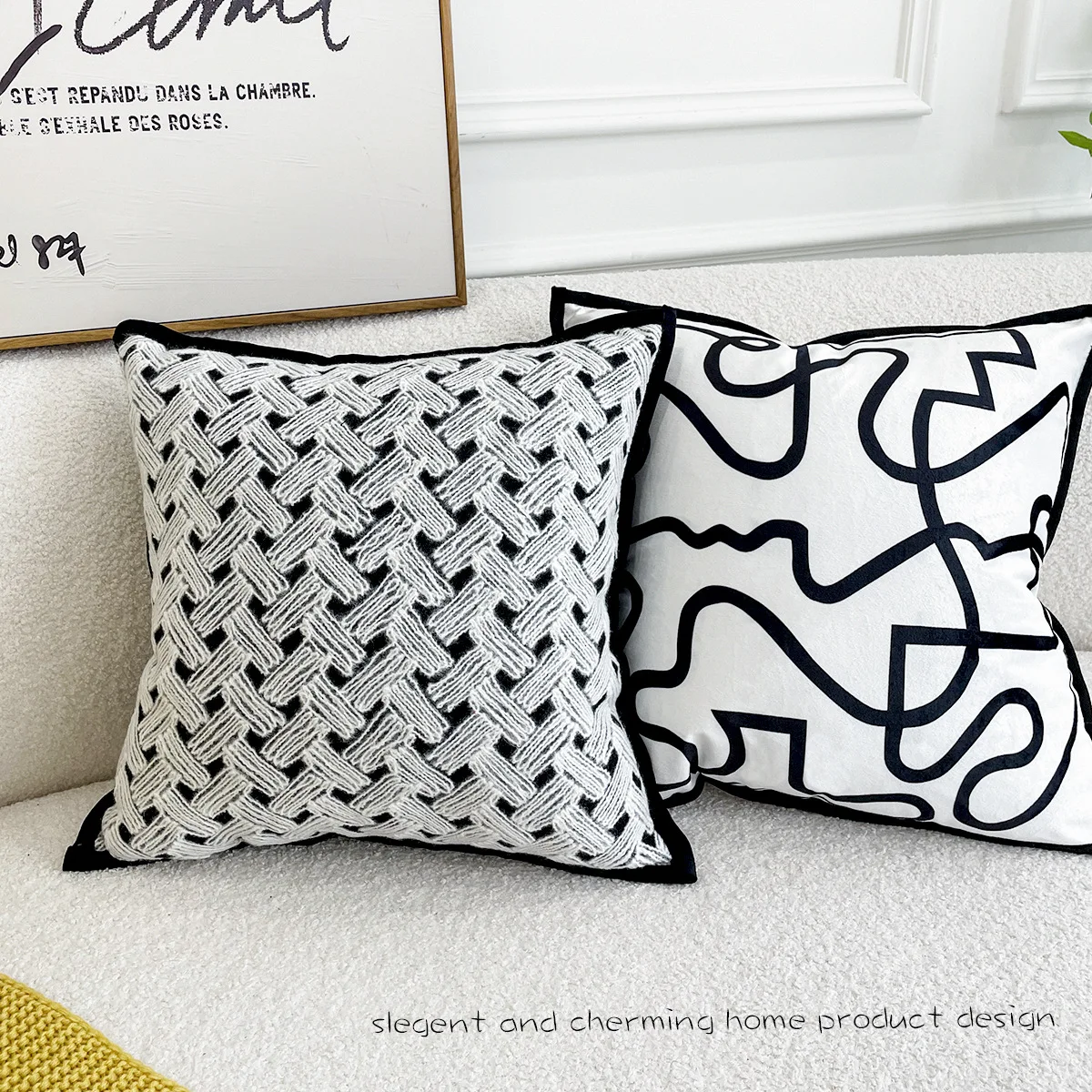 

Velvet Woven Pillowcase Embroidery Geometric Pattern Pillows Headboard Cushion Cover 45X45 Back Living Room Sofa Pillowcases