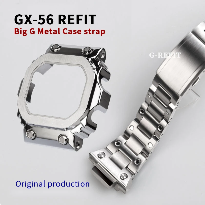 

G-Refit GX56 Watch Band/Case GXW56 Metal Bezel Strap 316L Stainless Steel Silver Black Gold Rainbow Repal Tools GWX56BB