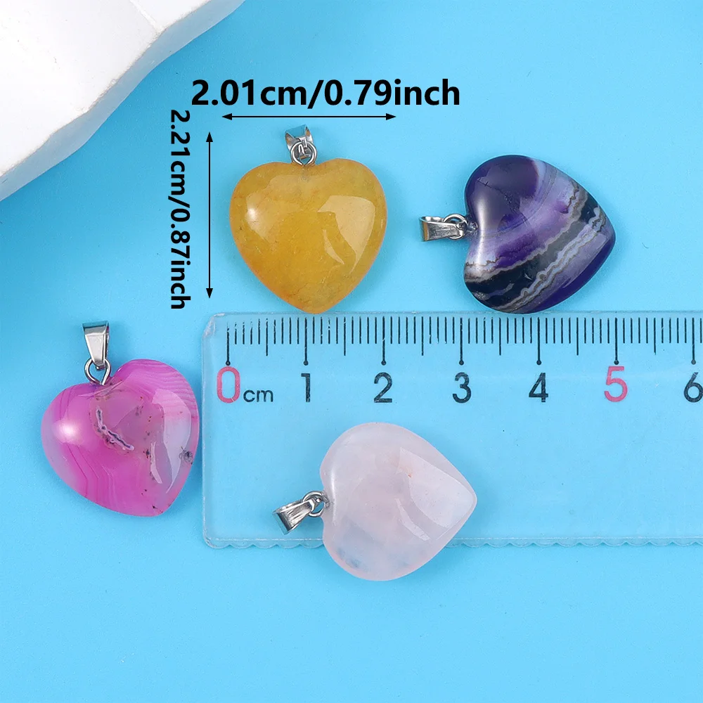 10 قطعة قلادة على شكل قلب حجري مختلط الألوان إكسسوارات مجوهرات نسائية رائعة ، تستخدم لسوار DIY والقلادة وصنع المجوهرات #4