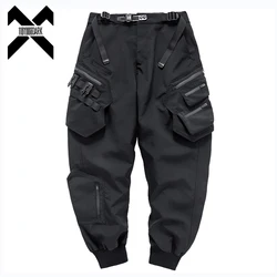 Men Tactical Cargo Pants Fashion Functional Multi Pockets Trousers Hip Hop Streetwear Bomber Pants Techwear Black